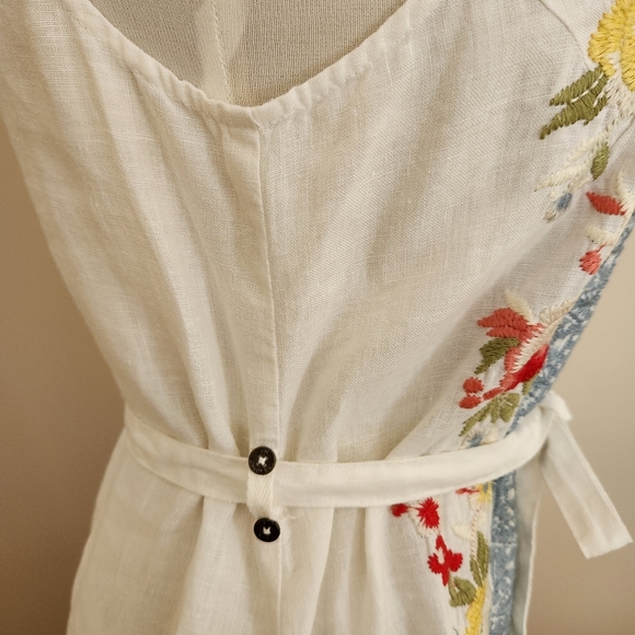 JOHNNY WAS LINEN EMBROIDERED LINED DRESS - Picture 4 of 9